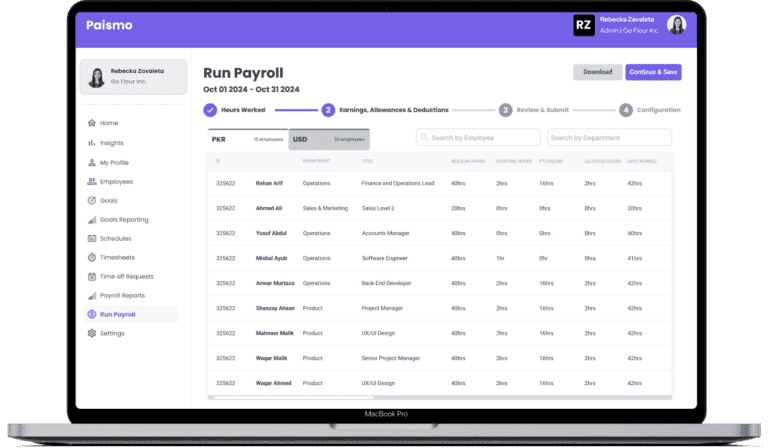 Payroll Tab